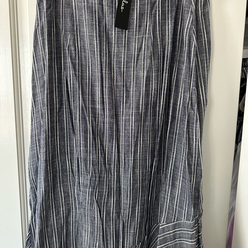 Lulu's Navy and White Striped High-Low Skirt